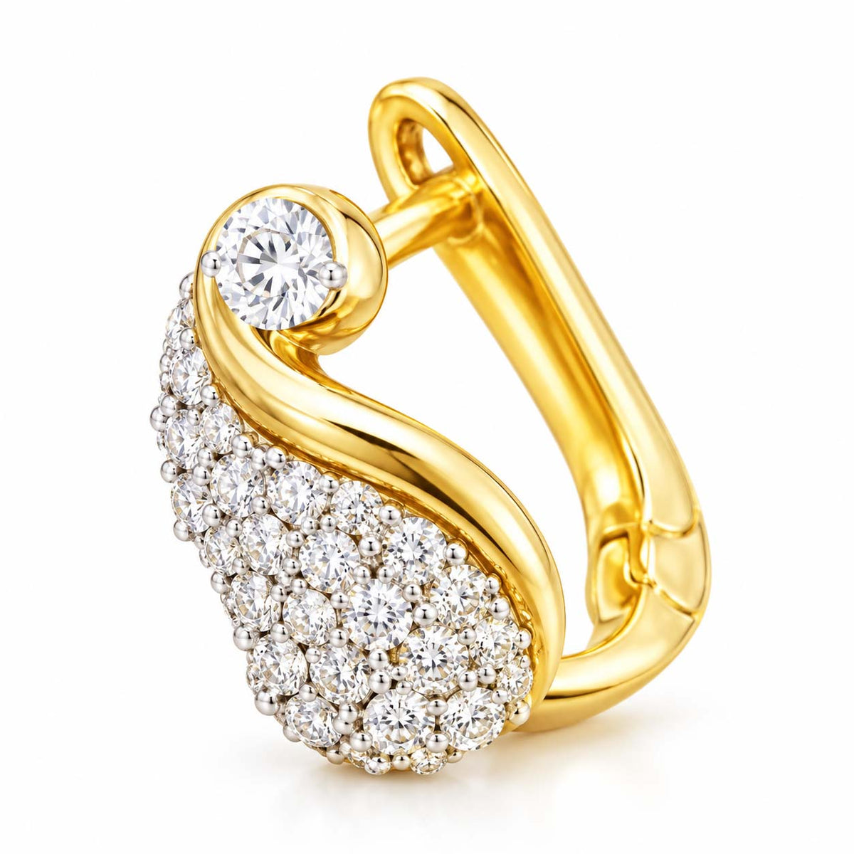 Swirl Motif Diamond Bali Earrings