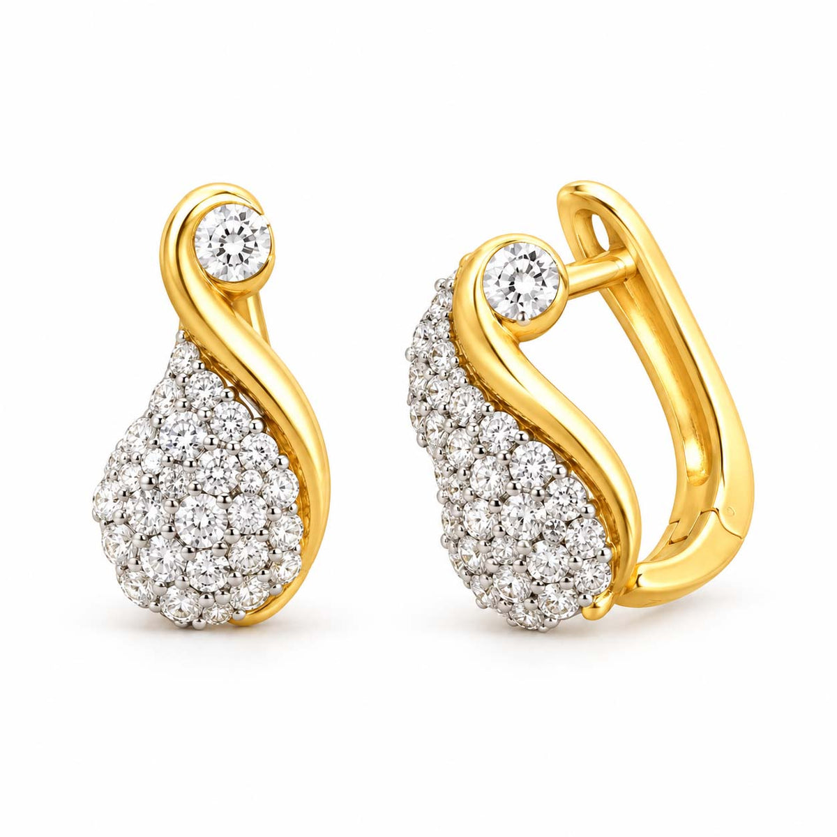 Swirl Motif Diamond Bali Earrings