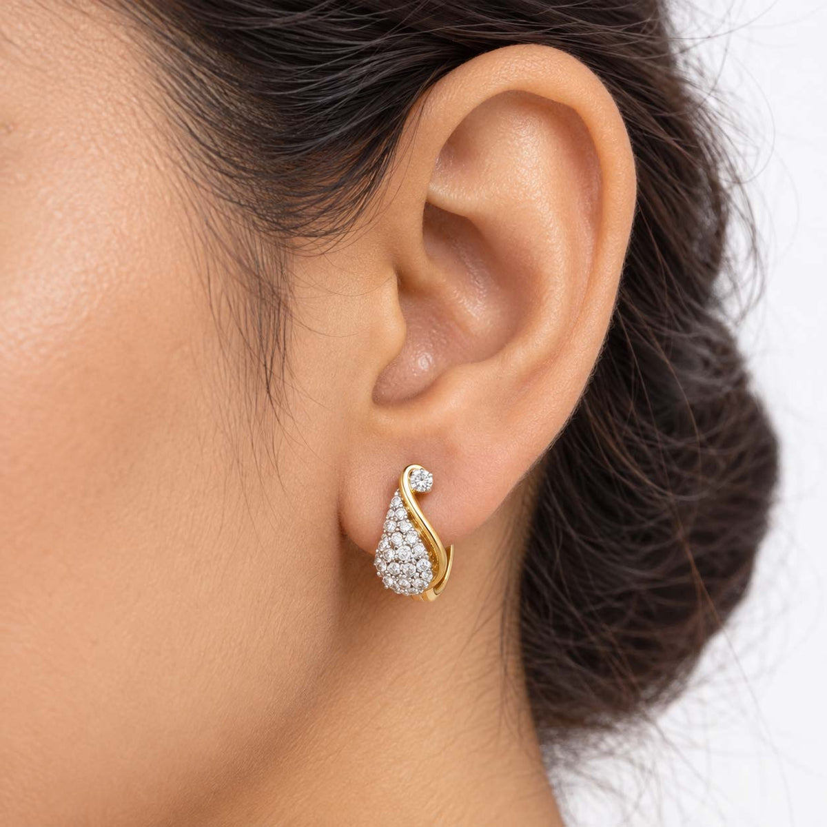 Swirl Motif Diamond Bali Earrings