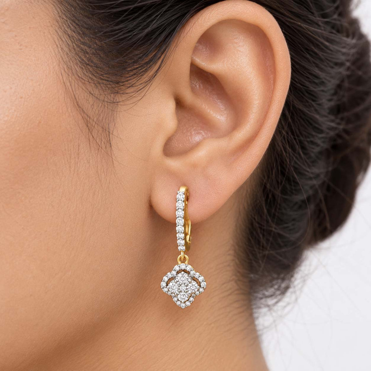 Brilliant Cut Diamond Bali Earrings 1.03 Ct | 14Kt Gold | Savya Jewels