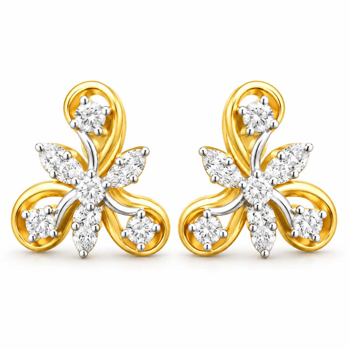 Contemporary Diamond Studs in 18K Gold