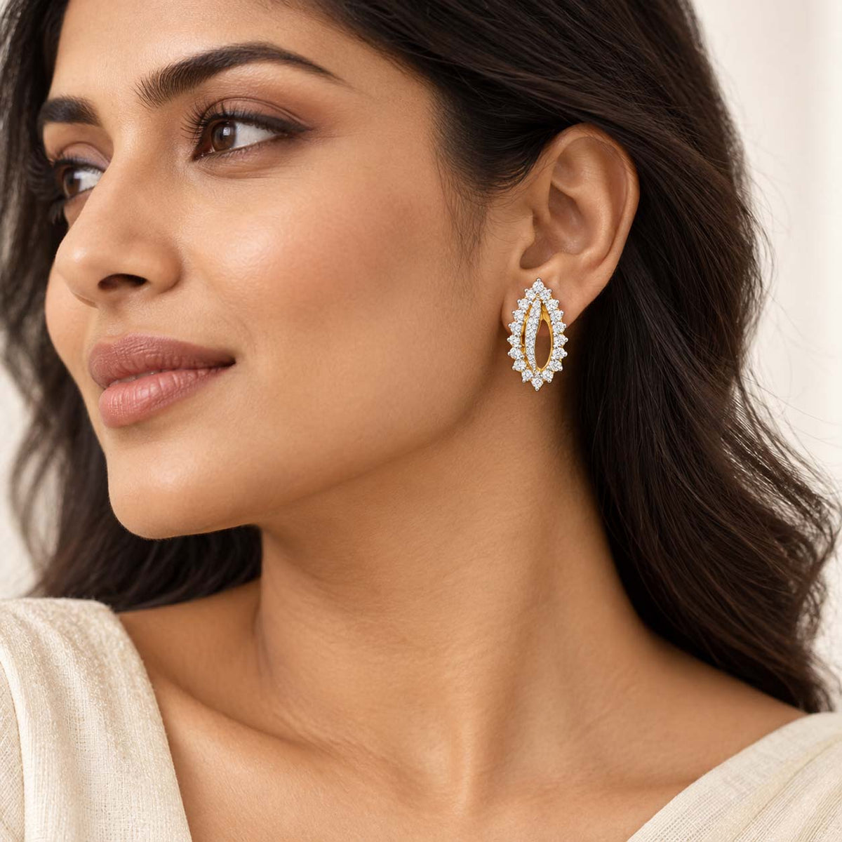 Halo Pear-Cut Diamond Stud Earrings