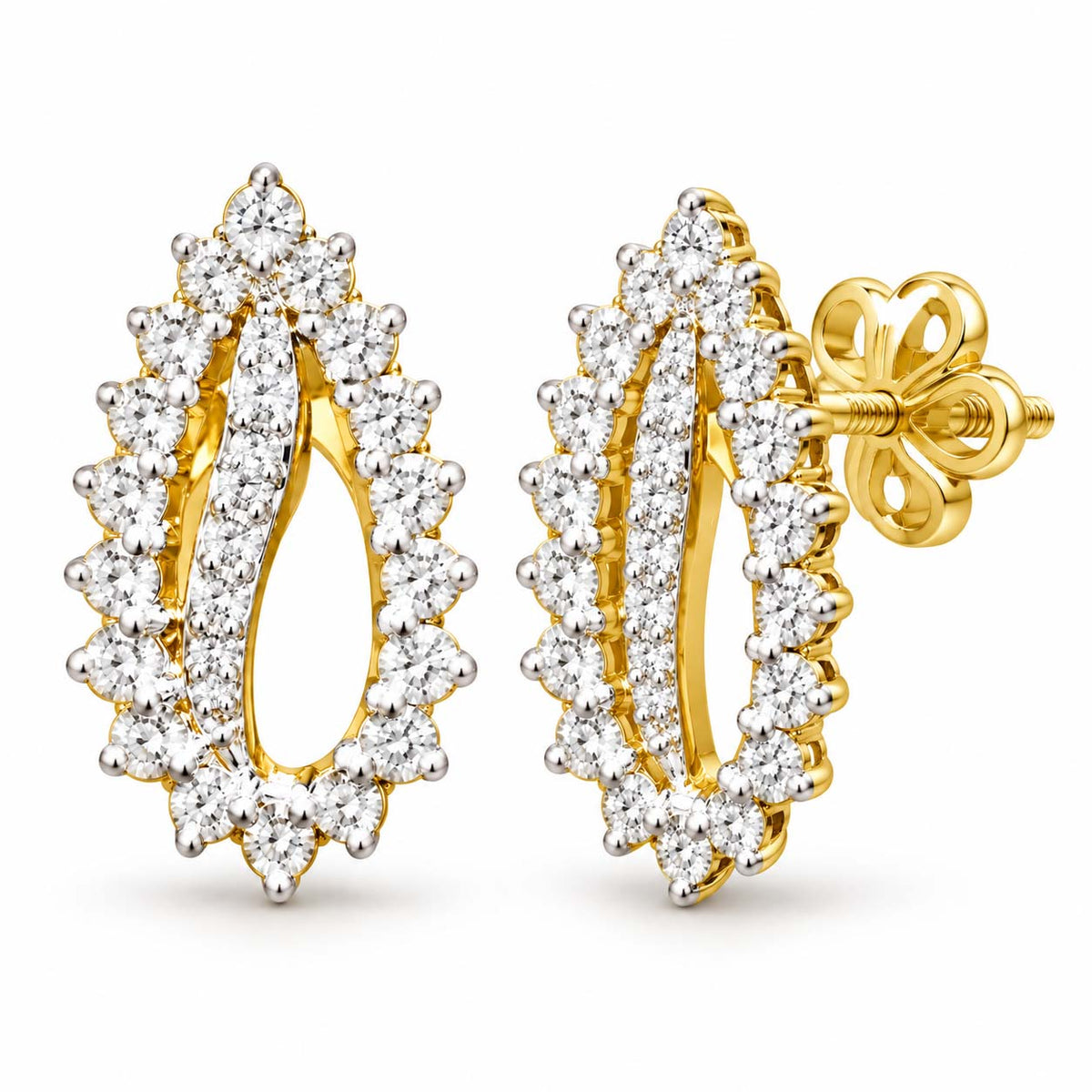 Halo Pear-Cut Diamond Stud Earrings
