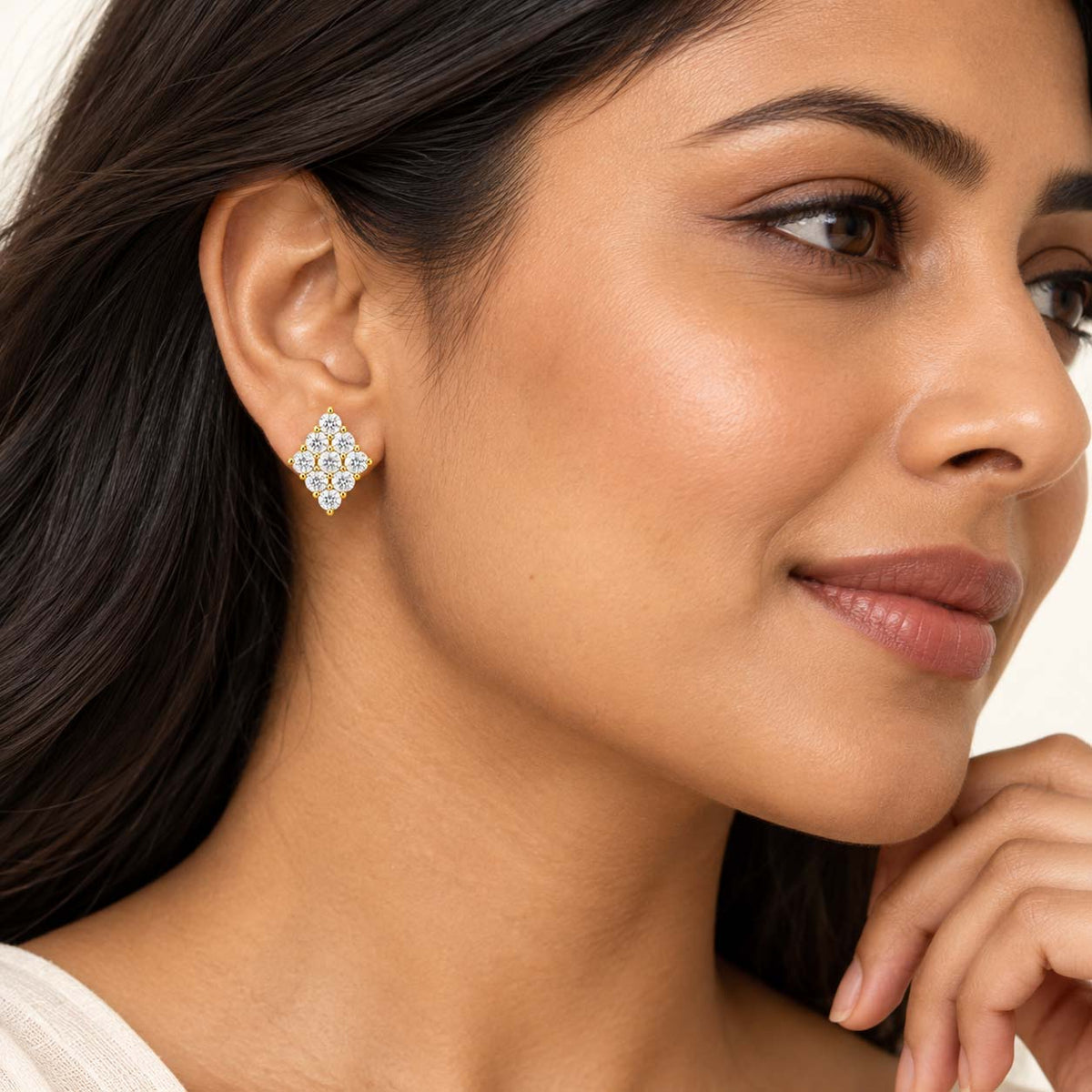 Signature Marquise Diamond Studs – Dual Tone Finish