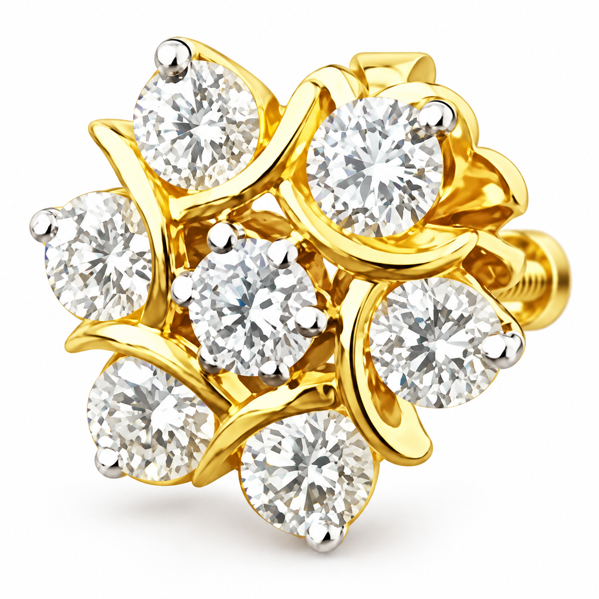Dual-Tone Gold Diamond Tops | Premium Daily-Wear Earrings