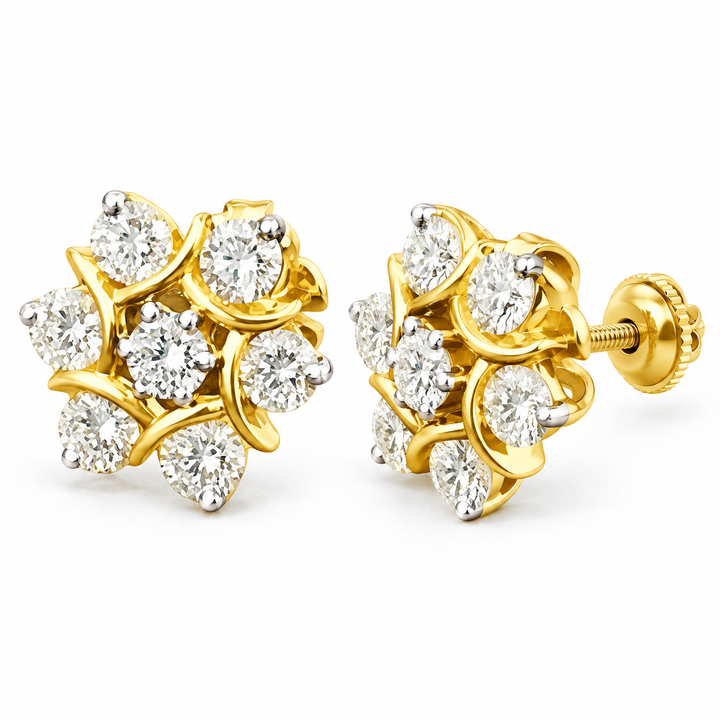 Dual-Tone Gold Diamond Tops | Premium Daily-Wear Earrings