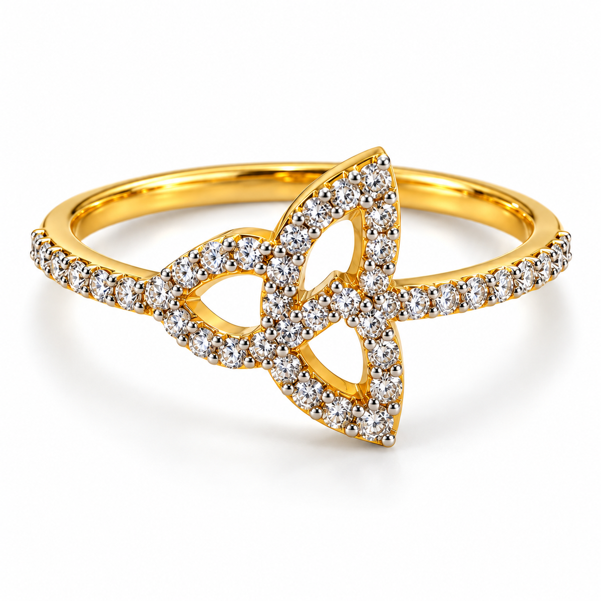18K Gold Three-Loop Diamond Ring