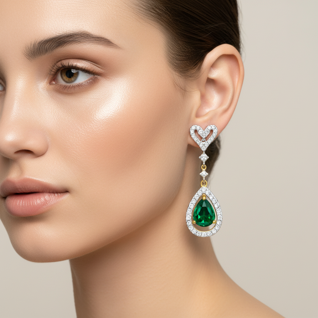 Verdant Halo Diamond & Emerald Earrings