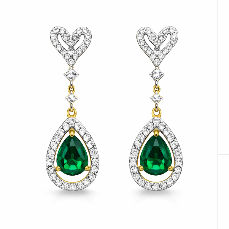 Verdant Halo Diamond & Emerald Earrings