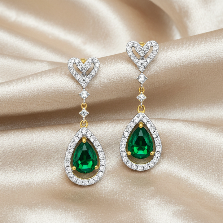Verdant Halo Diamond & Emerald Earrings