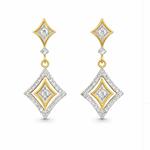 Best Diamond Dual-Tone Geometric Drop Earrings in Meerut | Savya Jewels