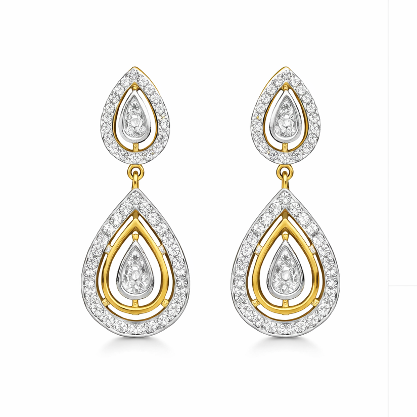 Best Elegant Teardrop Diamond Drop Earrings in Meerut | Savya Jewels