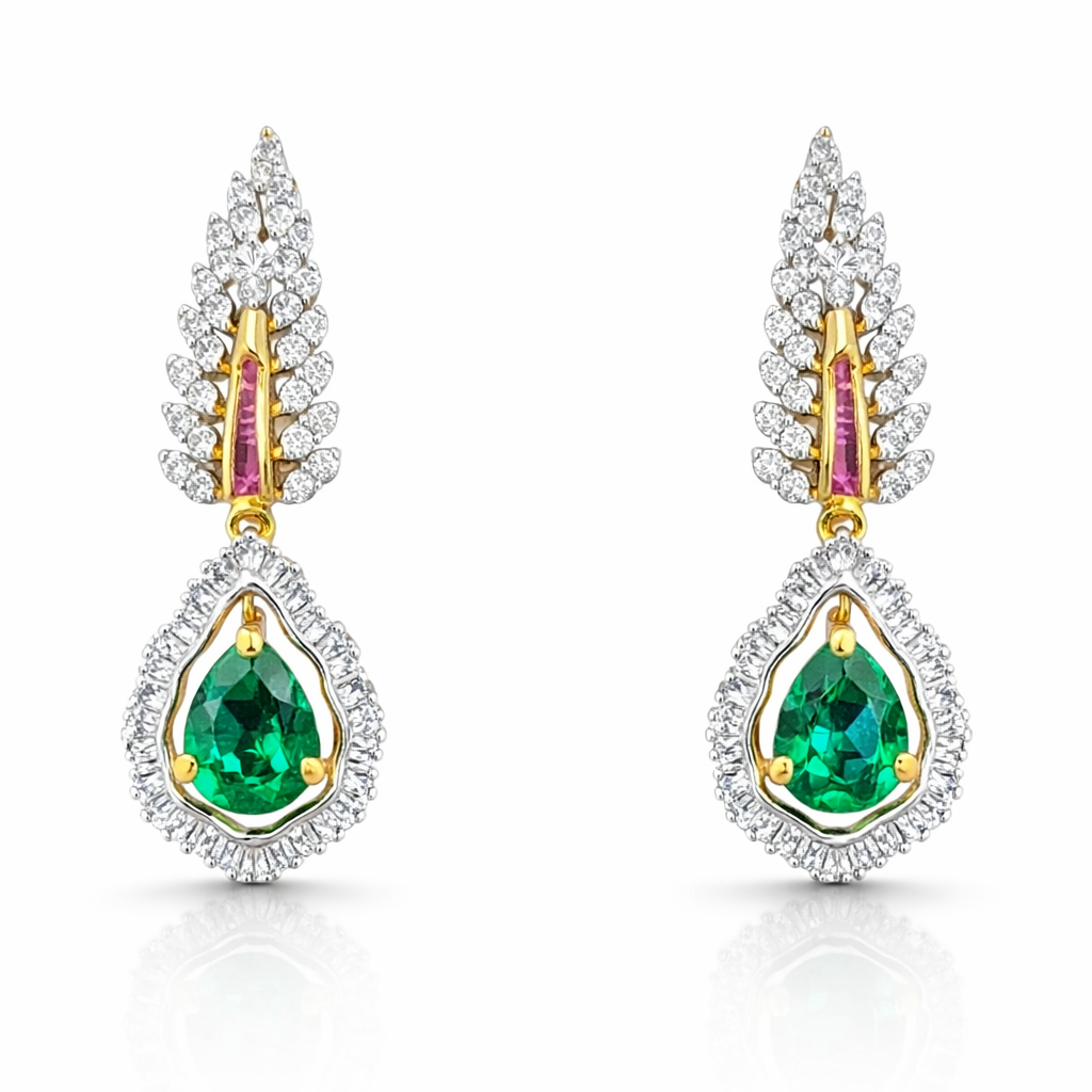 Best Emerald Diamond Gold Earrings – Certified Stones in Meerut | Savya Jewels