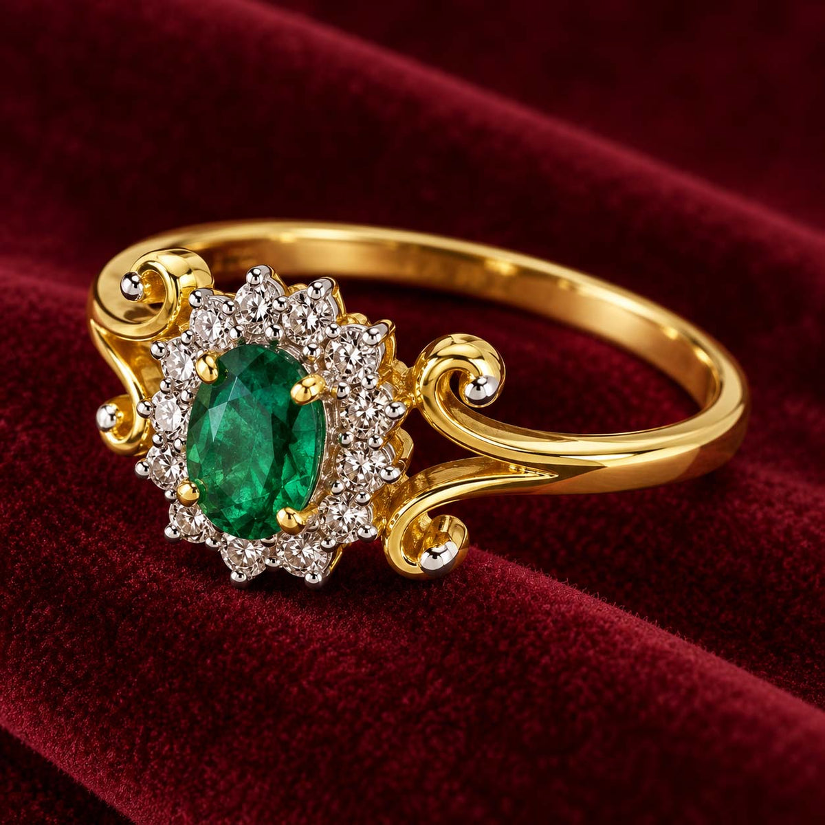 Regal Oval Emerald Halo Ring