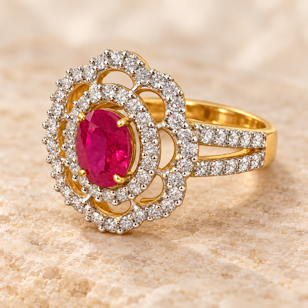 Ruby Bloom Diamond Cocktail Ring