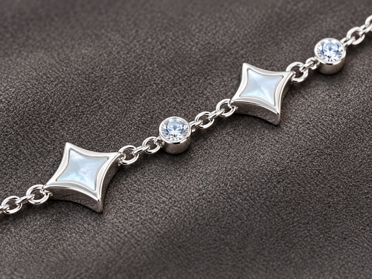 Rhombus Silver Link Bracelet for Women | Savya Jewels