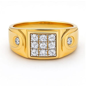 Best Gents Gold Ring with Square Diamond Cluster in Meerut | Savya Jewels
