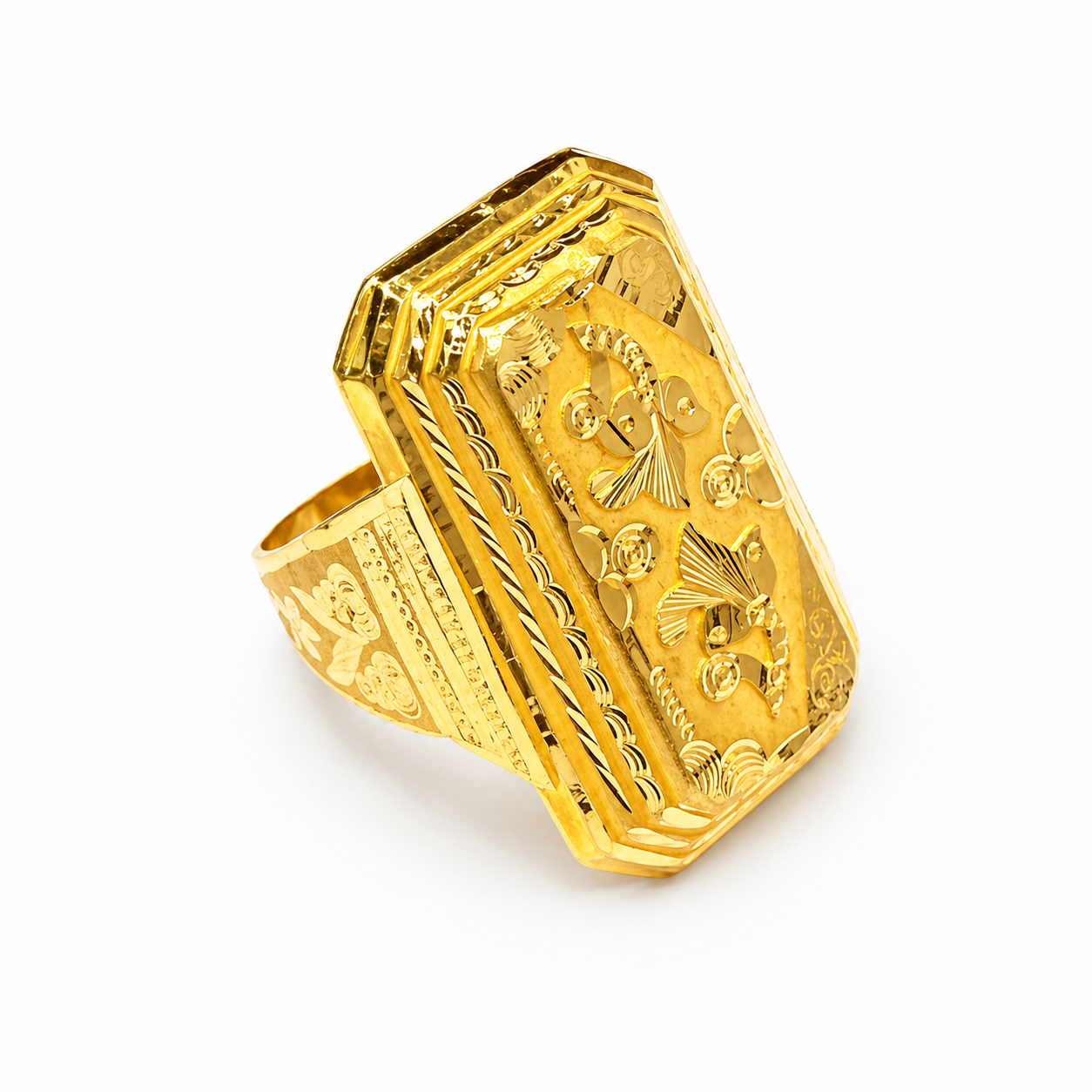 Gents Heritage Carved Gold Ring in Yellow Gold 22KT | Savya Jewels