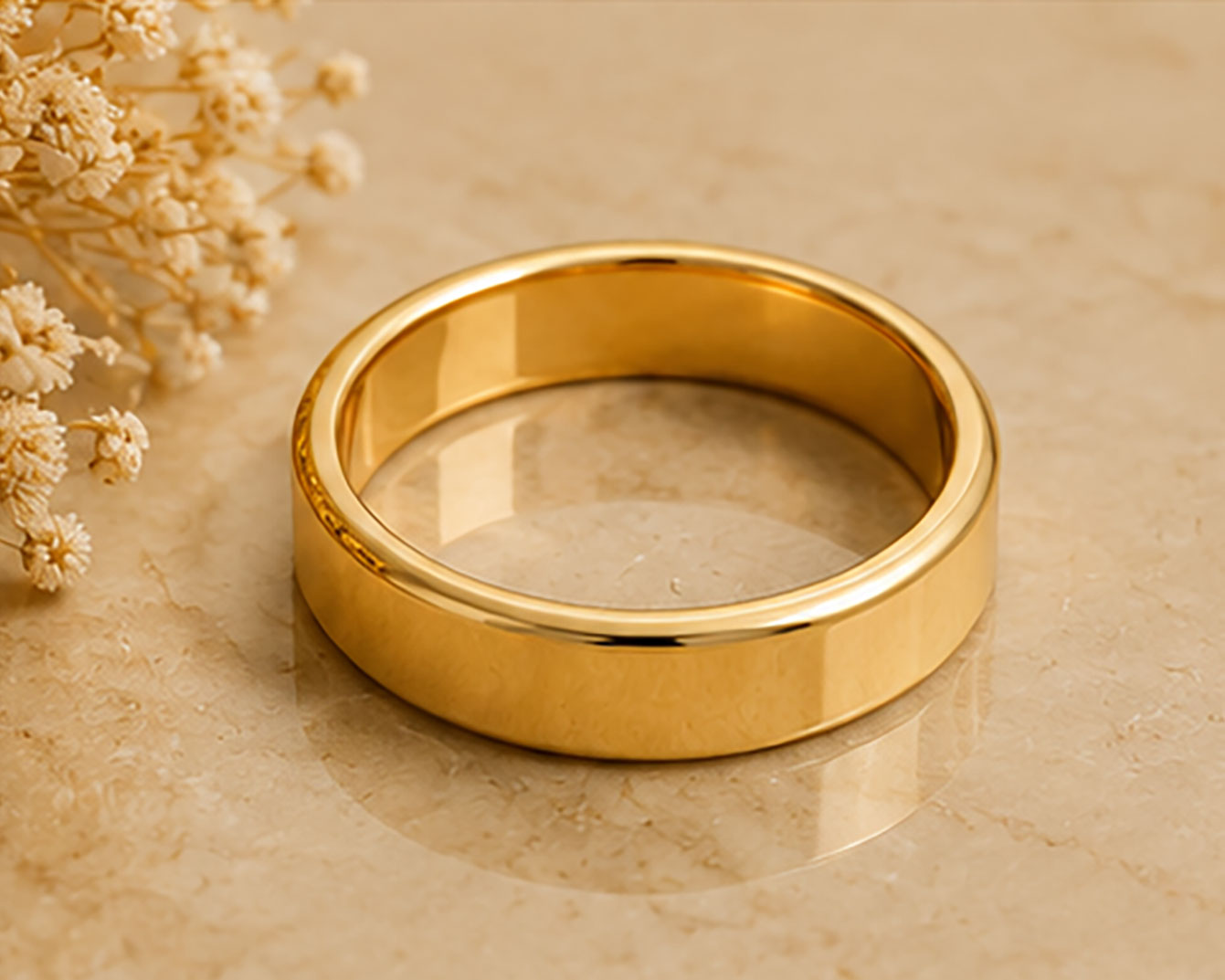 18Kt Gold Band | BIS Hallmarked Lightweight Plain Band
