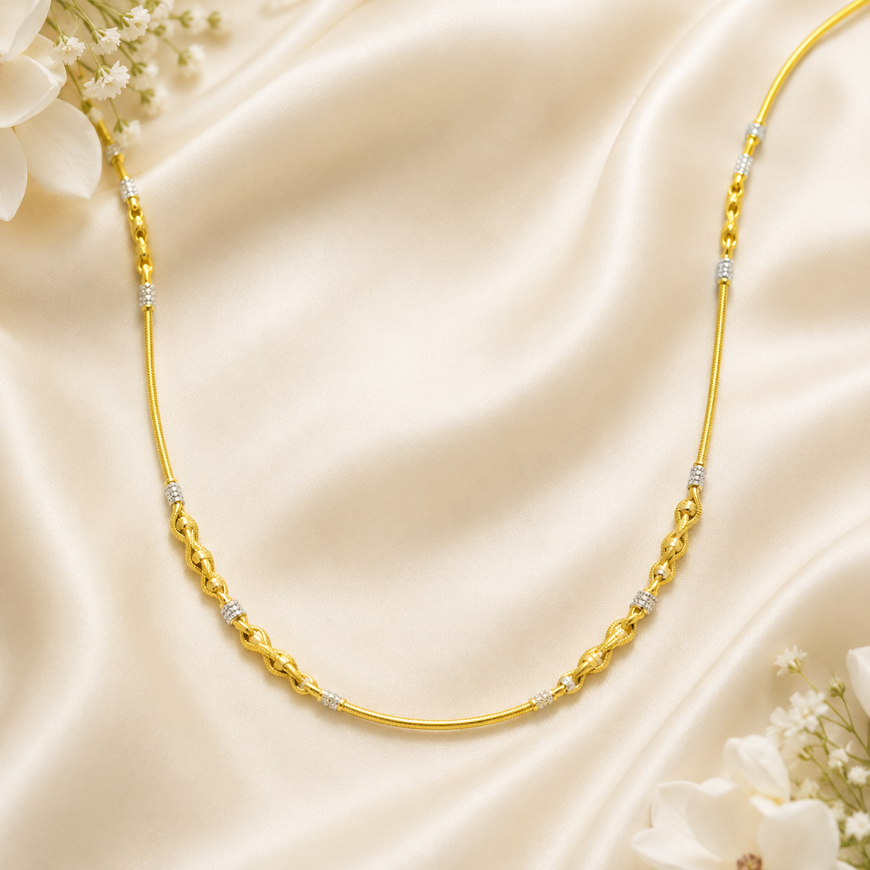 Wheat Spiga Gold Chain 22KT | 18 Inch Plain Gold Chain 9.42g