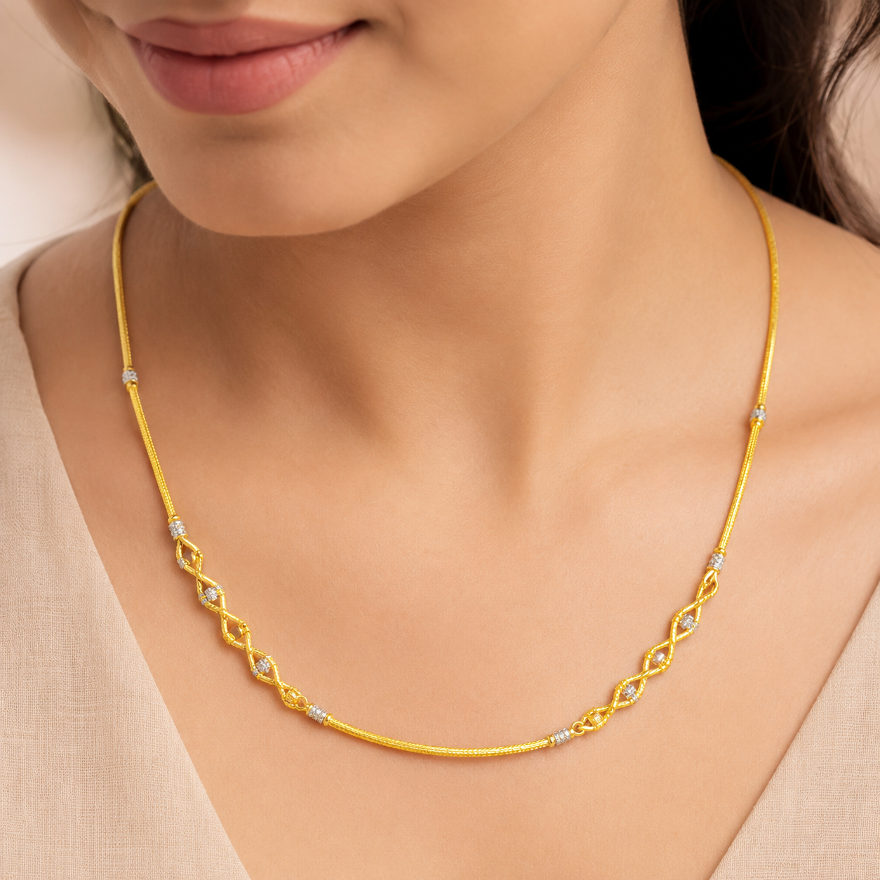 Wheat Spiga Gold Chain 22KT | 18 Inch Plain Gold Chain 9.42g