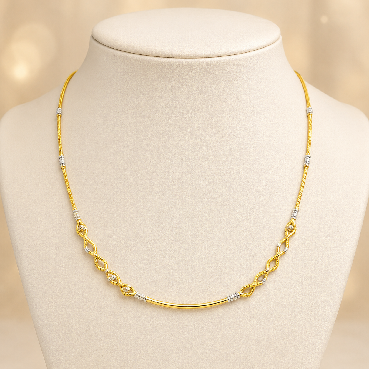 Wheat Spiga Gold Chain 22KT | 18 Inch Plain Gold Chain 9.42g