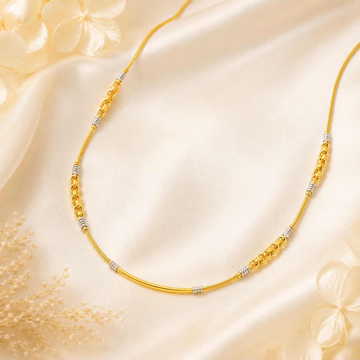 Wheat Spiga Gold Chain 22KT | 18 Inch Plain Gold Chain 6.47g II