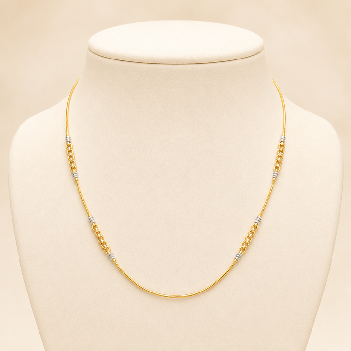 Wheat Spiga Gold Chain 22KT | 18 Inch Plain Gold Chain 6.47g II