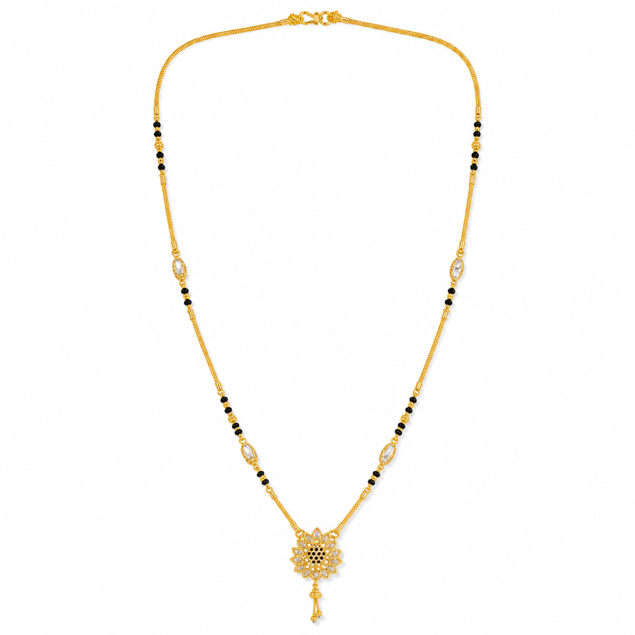 Traditional Gold Mangalsutra in 22KT Yellow Gold with Heavy Black Beads | 9.90g