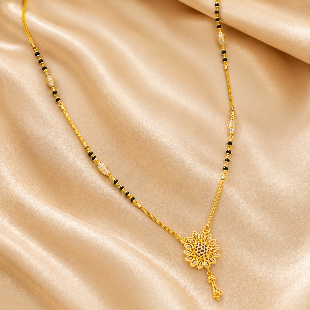 Traditional Gold Mangalsutra in 22KT Yellow Gold with Heavy Black Beads | 9.90g
