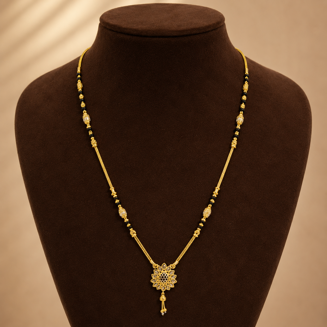 Traditional Gold Mangalsutra in 22KT Yellow Gold with Heavy Black Beads | 9.90g
