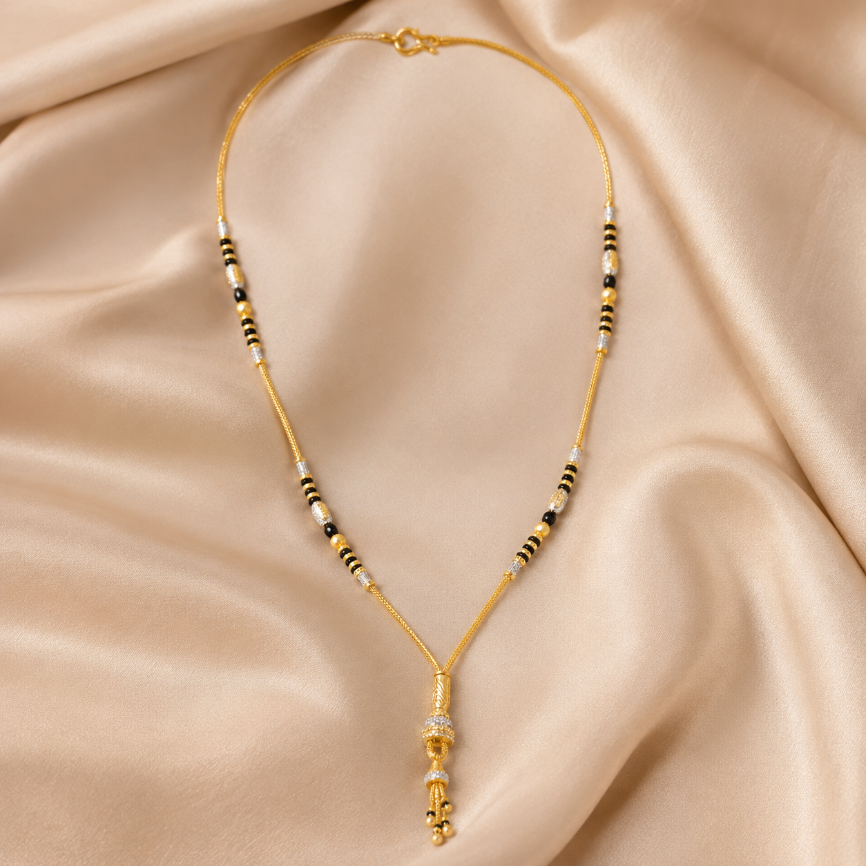 Traditional Gold Mangalsutra in 22KT Yellow Gold with Black Beads | 10.30g