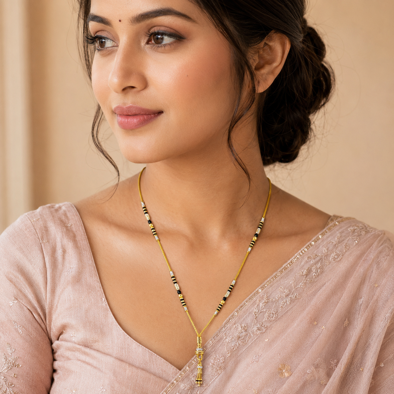 Traditional Gold Mangalsutra in 22KT Yellow Gold with Black Beads | 10.30g