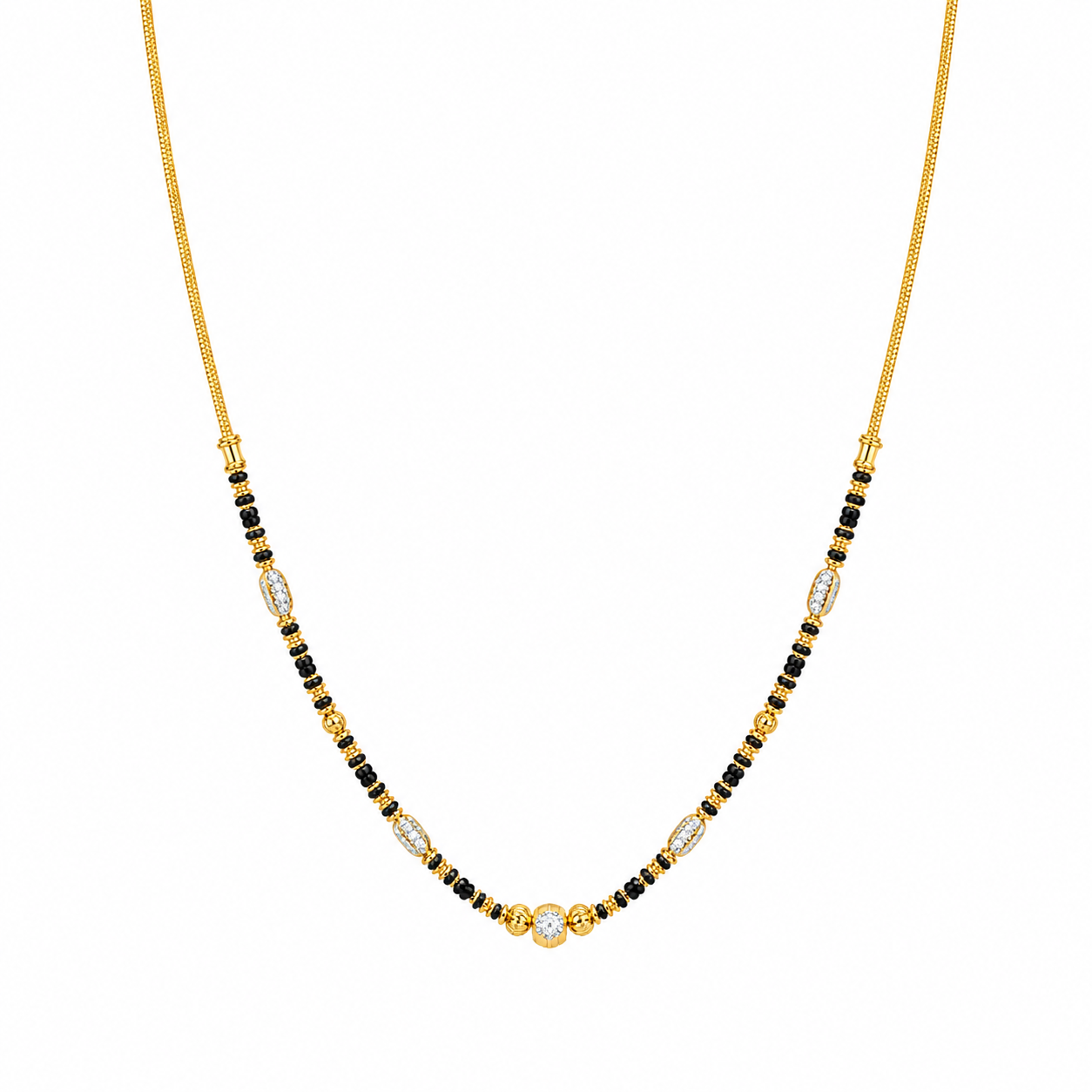 Traditional Gold Mangalsutra in 22KT Yellow Gold with Black Beads | 9.94g | Design New