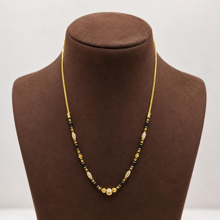 Traditional Gold Mangalsutra in 22KT Yellow Gold with Black Beads | 9.94g | Design New