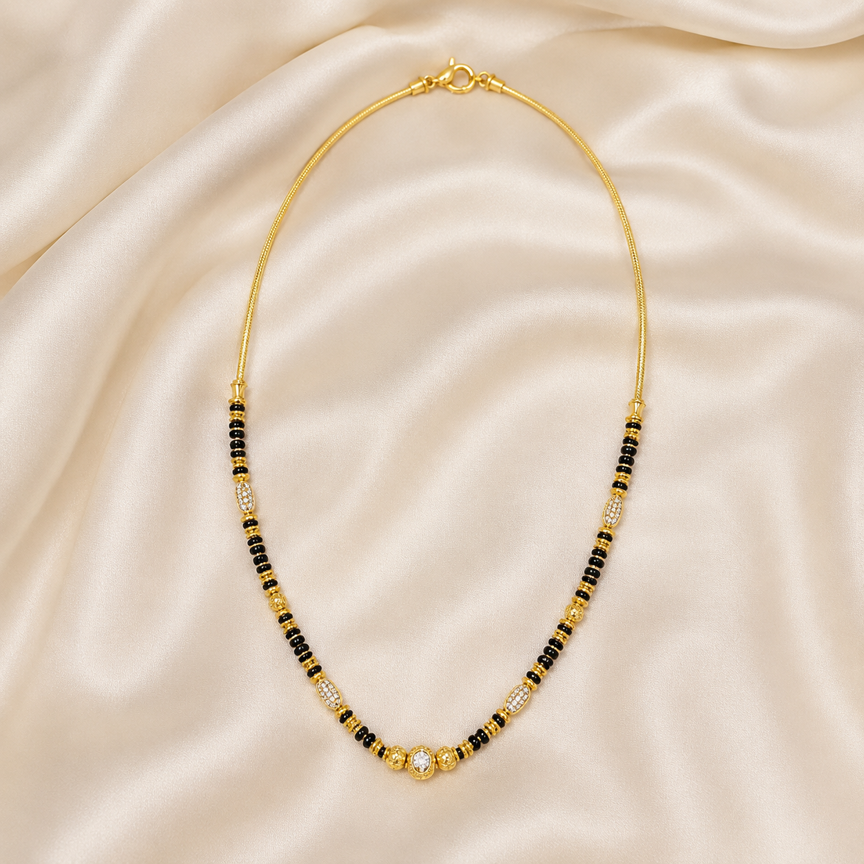 Traditional Gold Mangalsutra in 22KT Yellow Gold with Black Beads | 9.94g | Design New