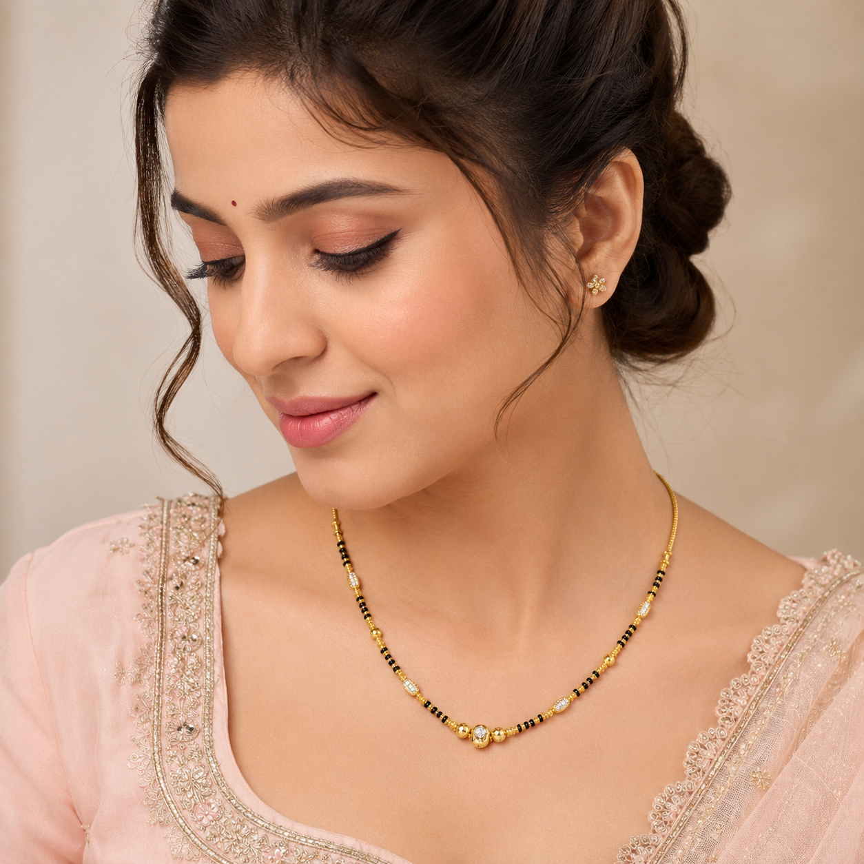 Traditional Gold Mangalsutra in 22KT Yellow Gold with Black Beads | 9.94g | Design New