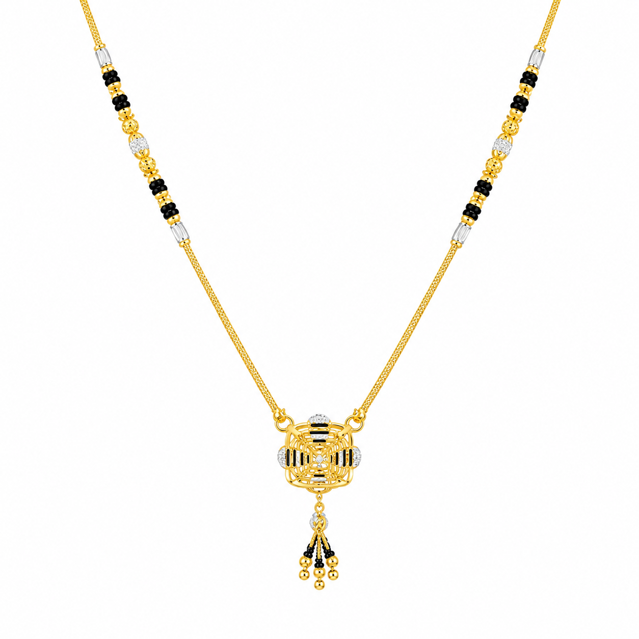 Traditional Gold Mangalsutra in 22KT Yellow Gold with Black Beads | 10.44g