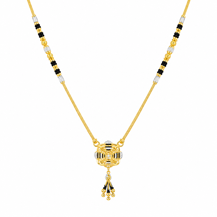 Traditional Gold Mangalsutra in 22KT Yellow Gold with Black Beads | 10.44g