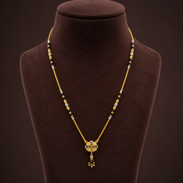 Traditional Gold Mangalsutra in 22KT Yellow Gold with Black Beads | 10.44g