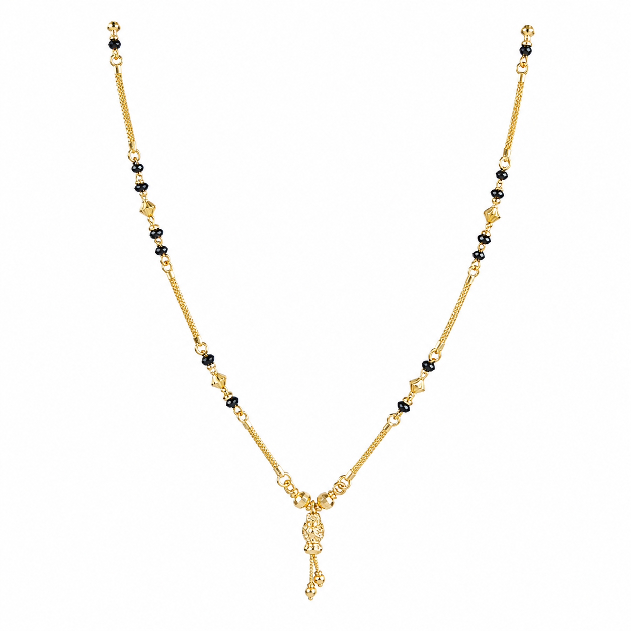 Traditional Gold Mangalsutra in 22KT Yellow Gold with Black Beads | 9.21g