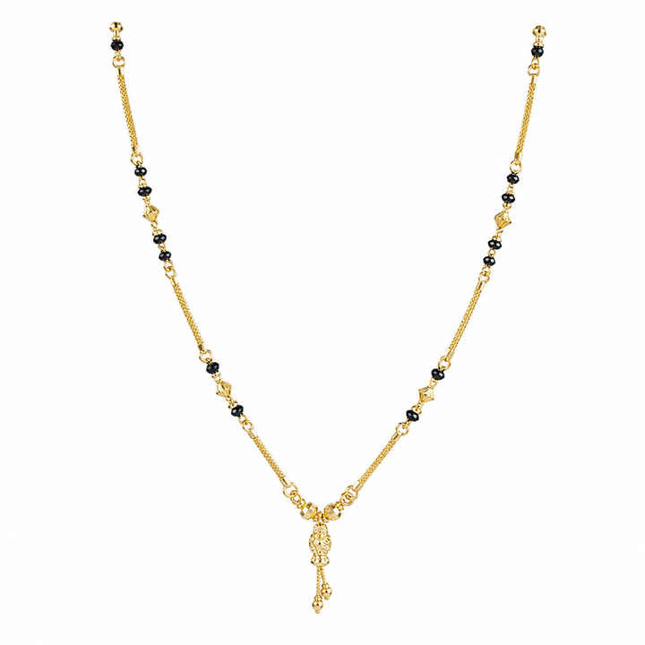 Traditional Gold Mangalsutra in 22KT Yellow Gold with Black Beads | 9.21g
