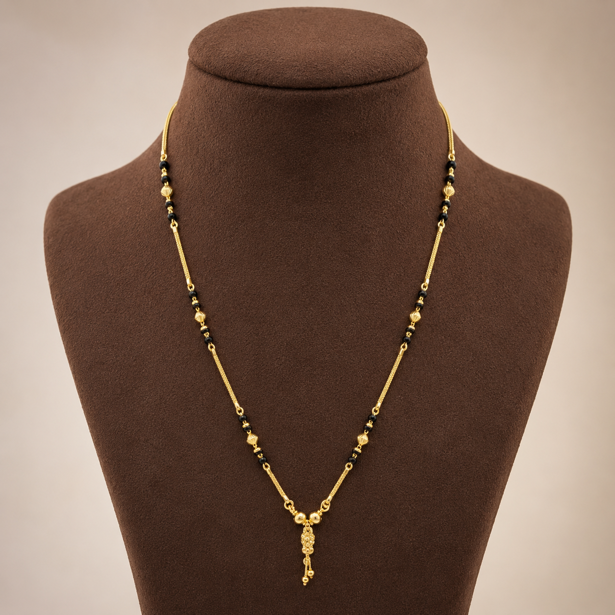 Traditional Gold Mangalsutra in 22KT Yellow Gold with Black Beads | 9.21g
