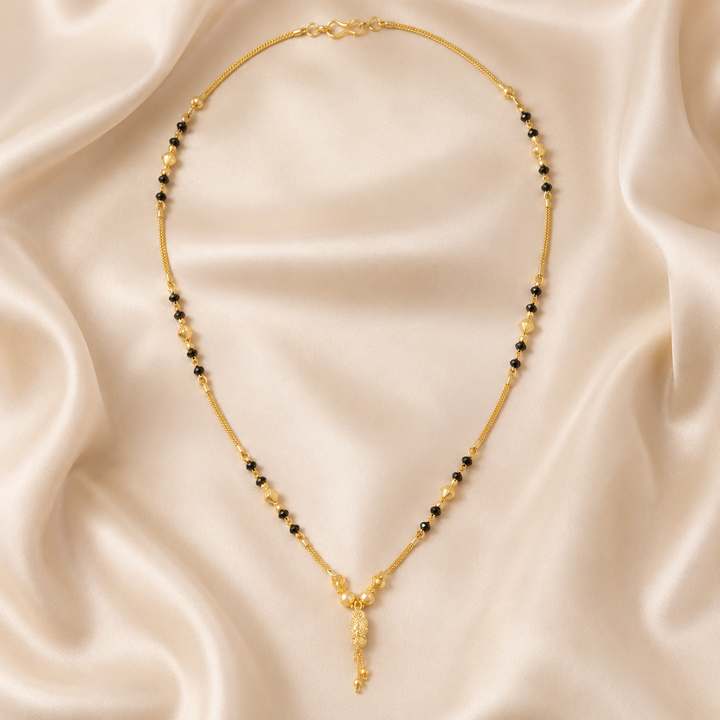 Traditional Gold Mangalsutra in 22KT Yellow Gold with Black Beads | 9.21g