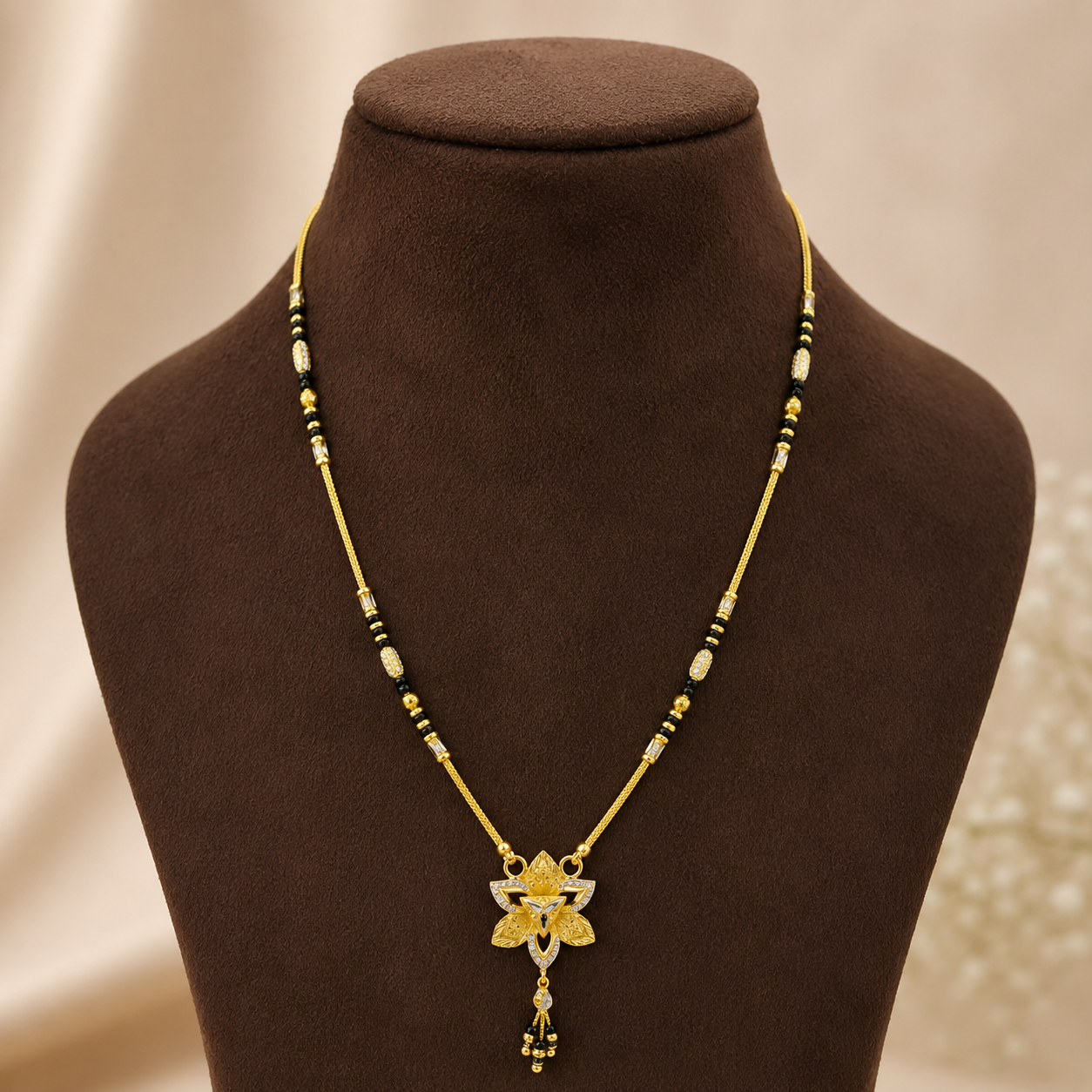 Traditional Gold Mangalsutra in 22KT Yellow Gold with Black Beads | 10.81g | Latest Design