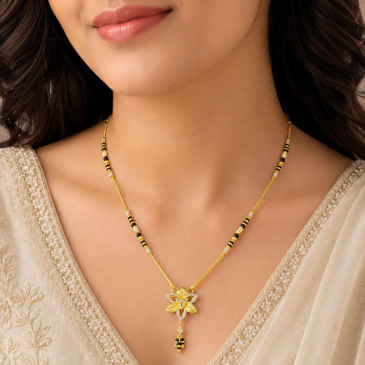 Traditional Gold Mangalsutra in 22KT Yellow Gold with Black Beads | 10.81g | Latest Design