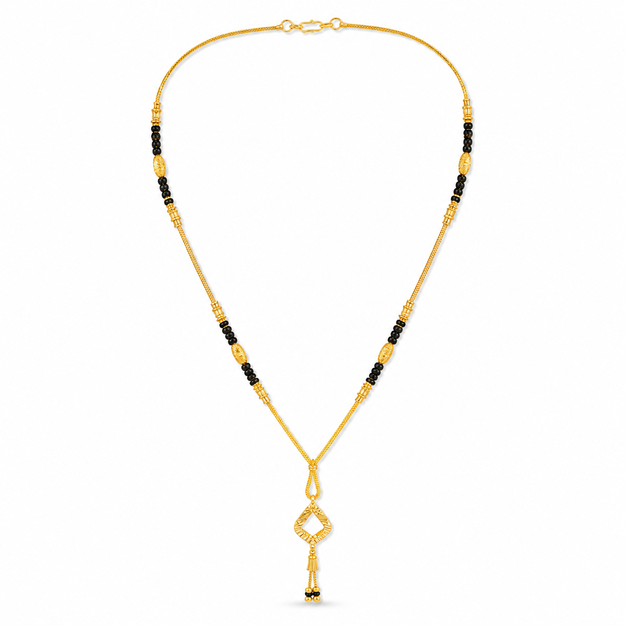 Traditional Gold Mangalsutra in 22KT Yellow Gold with Black Beads | 9.310g