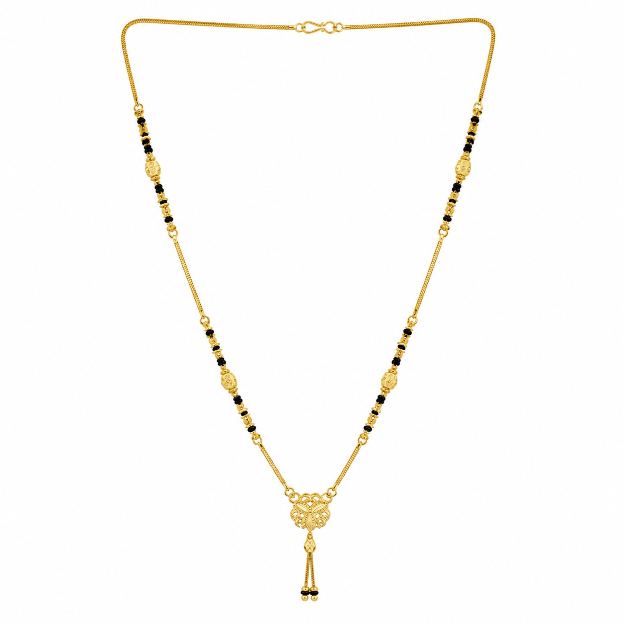 Traditional Gold Mangalsutra in 22KT Yellow Gold with Black Beads | 7.31g | Modern Design