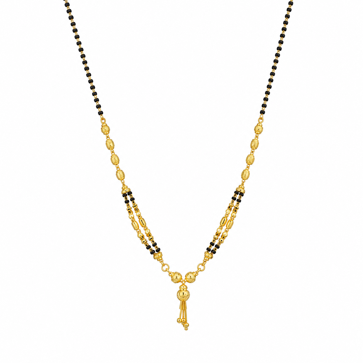Traditional Gold Mangalsutra in 22KT Yellow Gold with Black Beads | 11.17g