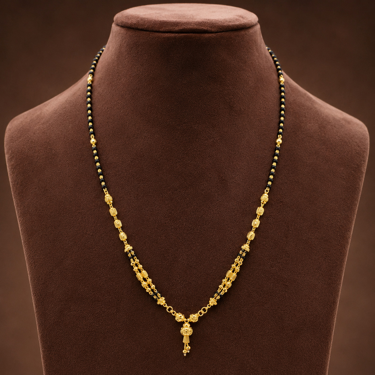 Traditional Gold Mangalsutra in 22KT Yellow Gold with Black Beads | 11.17g